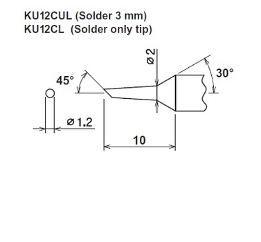 ปลายหัวแร้ง Cera cote kunoichi ku12cul solder 3mm ku12cl solder tip